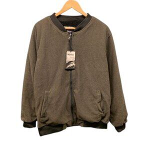 HanTon‎ Bomber Jacket Men's Size Large Green Sherpa Lined Full Zip Fleece Winter